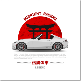 Tuner White ND Miata Roadster JDM Posters and Art